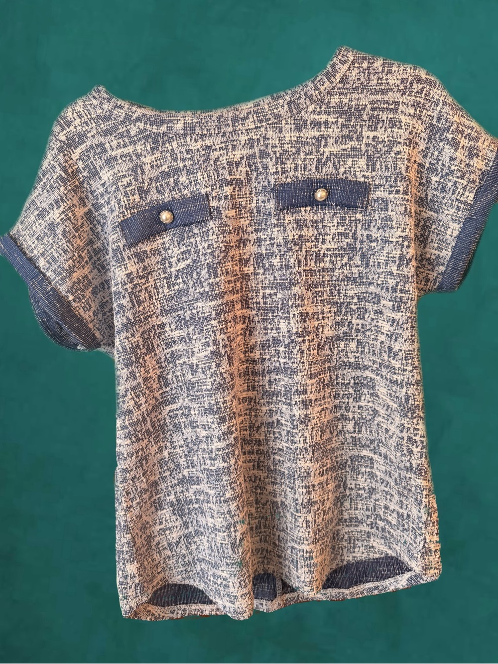 Classic Blue & White Womens' Textured Tee